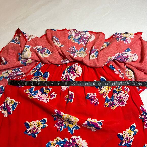 BP. Off The Shoulder Blouse Size X-Large Floral Print Layered Tropical Vacation - Picture 5 of 6